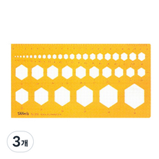 SaNKI's 模板 六角形板 圖形尺 1~36mm No 109, 混合顏色, 3個