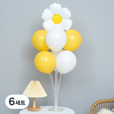 雛菊黃色氣球插座組, 6套, 混合顏色(雛菊氣球), 隨機出貨(一般氣球)