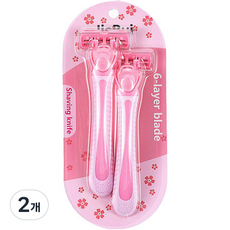 About Bath 女性用6層刀片除毛刀 粉紅色, 2入, 2個