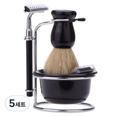 優質男人拉麵刮鬍刀組合, 剃須刀架 + 泡沫板 + 刷子 + 專用剃須刀 + 備用剃須刀片 5p, 5組