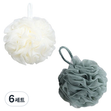 블루무역 버블타올 샤워볼 2종 세트, 밀크아이보리 + 그린, 6세트