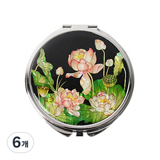 螺鈿漆器貝殼圓形手拿鏡, 蓮花, 6個