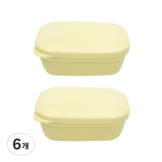 쓰리썬 휴대용 사각 비누케이스, 옐로, 6개