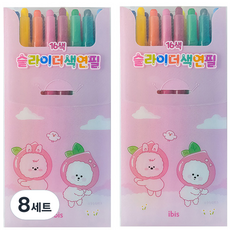 아이비스 슬라이더 색연필 세트 12255 핑크, 16색, 8세트