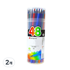 펜싱 원통형 블랙 목색연필, 48색, 2개