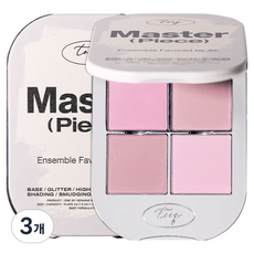 투크 원 바이 제뉴인 마그네틱 아이섀도우 4구 팔레트, A02 코튼 포그, 3개