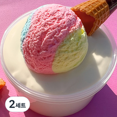 내맘대로 아이스크림 점토 300g + 슬라임베이스 + 케이스 210ml + 액티베이터 10ml + 콘파츠, 2세트, 솜사탕(점토), 랜덤발송(슬라임베이스)