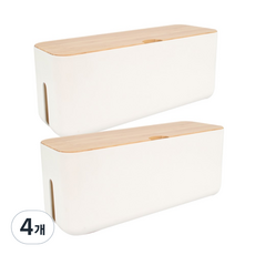 모노플랫 우드 멀티탭 정리함 5구, 4개, 화이트 + 우드
