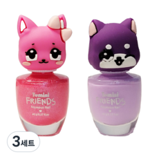 2 迷你兒童朋友水性指甲 8 毫升 x 2 件套, Twinkle Pink（貓）+薰衣草（狗）, 3組