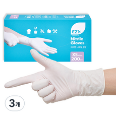 EZn이지엔 니트릴 장갑 3.5g 200p, 화이트, 미니(XS), 3개