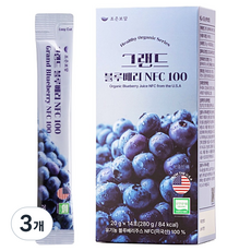 조은보담 그랜드 유기농 블루베리 NFC 100 14포, 3개, 280g