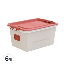 LIVING SOOP 方形生活收納箱, 紅色, 6個