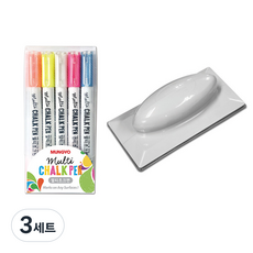 MUNGYO 多功能5色粉筆筆 2入 + 多功能板擦, 混合色, 3套
