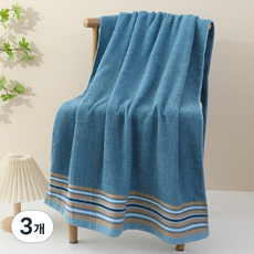 소니오 대형 소프트 샤워 바스타월 290g 폴리에스테르사, 01 컬러라인블루, 3개