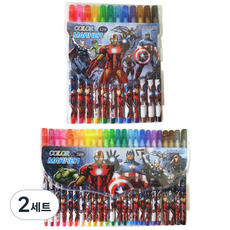 마블 아이언맨 헐크 토르 캡틴 아메리카 남아용 12색 사인펜 + 24색 사인펜 세트, 혼합색상, 2세트