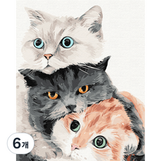 플레이어바웃 유화 피포페인팅 DIY 명화 그리기 40 x 50 cm 고양이 패밀리, 혼합색상, 6개