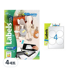 올바른라벨 흰색방수라벨 레이저용 원형, 4칸, 100개