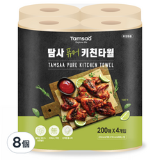 Tamsaa 純粹 無漂白 廚房紙巾, 8個, 200張