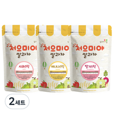 Ssalgwaja 米餅村 米餅村莊條裝餅乾 3種組, C(蘋果、香蕉、草莓), 40g, 2套