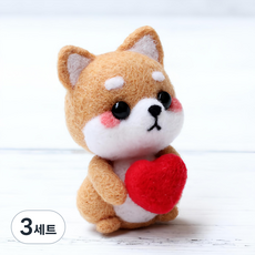 양모펠트 DIY 패키지, 3세트, 하트시바