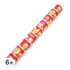 투영디자인 뽀로로 포장지 중 37.5 x 1800 cm, 레드, 6개