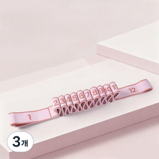 해온 발레 무용 필라테스 12단계 탄성 밴드, 핑크, 3개