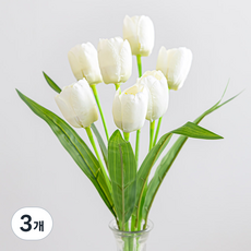 flowertree 人造鬱金香7朵花束, 白色, 3個