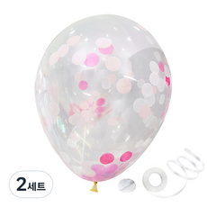 파티팡 컨페티벌룬 러블리 30cm 50p + 컬링리본50m + 양면테이프50p, 혼합 색상, 2세트