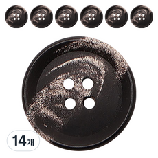 동대문단추왕 리얼소뿔 단추 15mm JWS 07, 블랙보카시, 14개