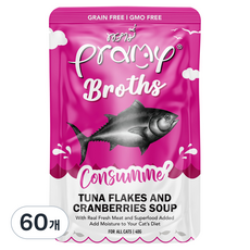 PRAMY 고양이 드링크 수분 영양 공급 간식, 혼합맛(참치/크랜베리), 40g, 60개