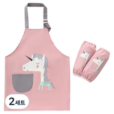 Bareunliving 兒童用 Bebeco 防水圍裙 XL + 袖套 FREE 套組, 2套, 獨角獸