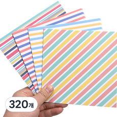 일상속반짝 컬러 무늬색종이 스트라이프, 320개, 4색