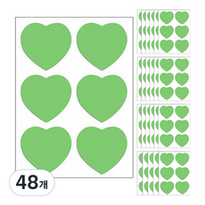 泰坦 手帳裝飾 迷你花俏貼紙 3.5cm, 綠色愛心, 48個