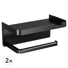 Homenana 簡易安裝 免鑽孔 輕量 手機支架型 衛生紙架, 黑色, 2個