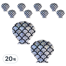 Kelbon 特殊圖案胸貼 銀色貝殼鐳射, 20個