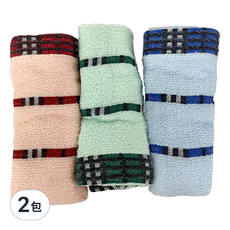 ONE&ONE 慶峯棉業 蘇格蘭格紋毛巾3入, 顏色隨機, 2包
