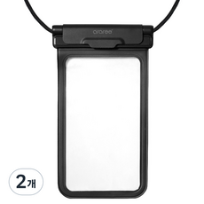 아라리 원터치 잠금 스마트폰 방수 케이스, 블랙, 2개