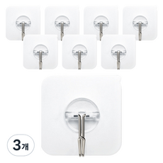 Betties 高級免鑽孔黏貼式掛鉤 8入, 3個, 透明