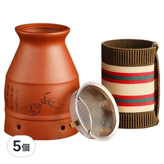 YAOCHEN 瑤辰 仙草艾紫砂艾灸罐套装 含濾灰網 + 濾煙罩 + 隔熱套, 5組