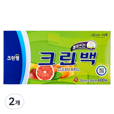 크린랩 크린백 중 25cm x 35cm, 중(M), 400개입, 2개