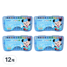 블루마토 크레파스 플라스틱케이스 파랑 4개, 12색, 12개