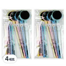 ibis 鏡面卡式鉛筆 主體4款 + 筆芯4款 HB套組, 黃色, 粉紅色, 薄荷綠, 藍色, 4套