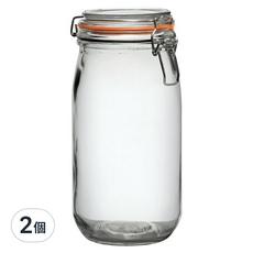 utopia 扣式玻璃密封罐 橘色 1.5L - 密封保鮮、防潮收納, 2個