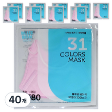 블루본 베이직 31컬러 마스크 중형 KF80, 베이비핑크, 40개, 1개입