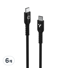 요이치 웨이크Q1 아이폰 갤럭시 100W USB C to C 고속 충전 케이블, 블랙, 6개, 100cm