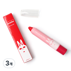 recipebox 韓兔 兒童易清洗蠟筆唇膏 3g, 3個, 植物粉紅