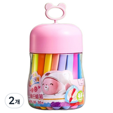 스모글 귀여운 손에 묻지 않는 크레용 핑크통, 2개, 36색