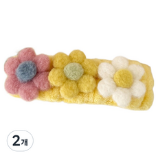 Nalli Sisters 花朵造型洗臉髮帶, 2個, 黃色