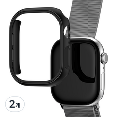 YOGER Apple Watch 全覆蓋螢幕保護貼 鋼化玻璃保護殼, 2個, 黑色