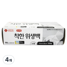 롯데이라이프 착한 위생팩 소 17 x 25 cm, 소(S), 100개입, 4개